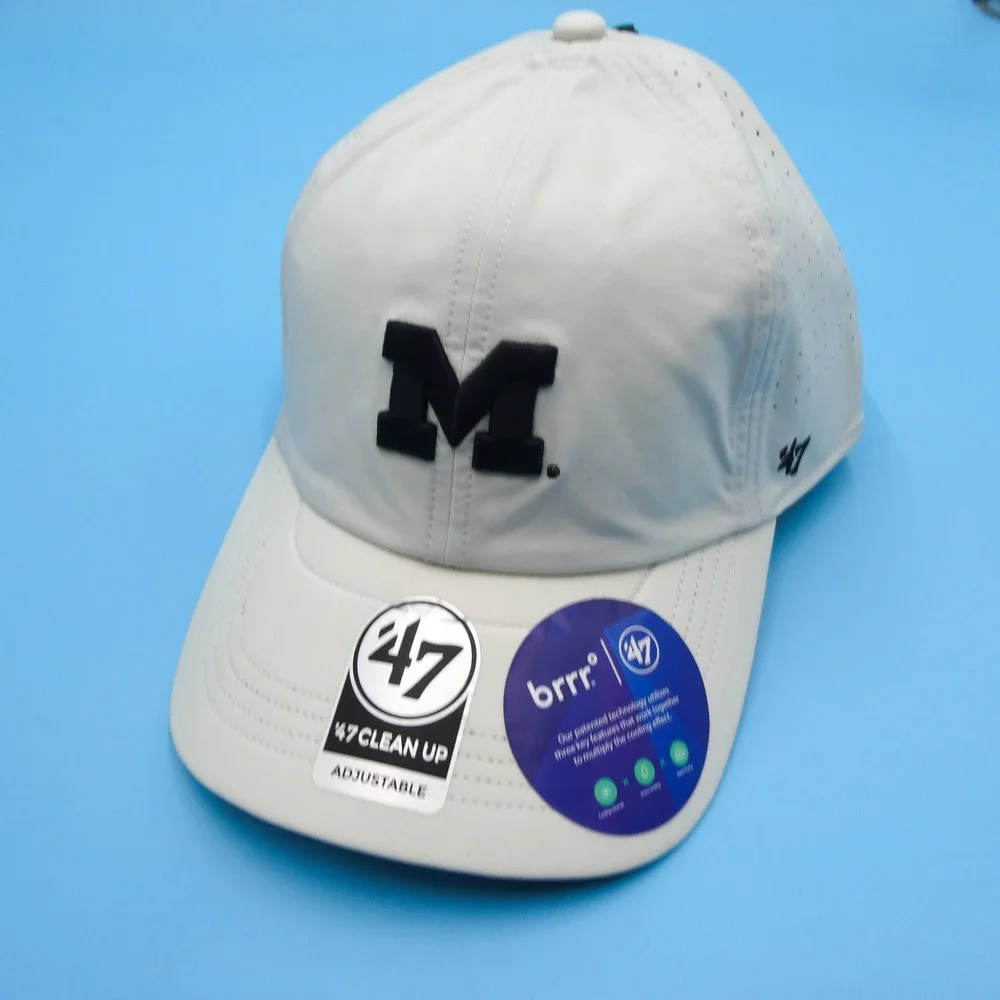 '47 Brand Hat Mens One Size Clean Up Michigan Wolverines White Cooling Cap Sport